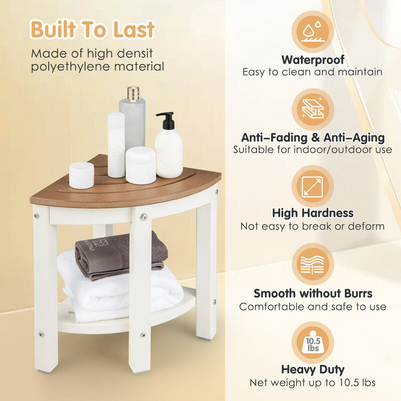 Heavy Duty Corner Shower Bench Stool with Storage Shelf for Shaving Legs