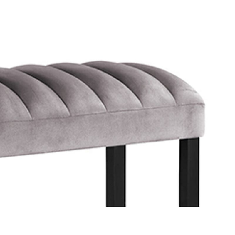 Marcus 38 Inch Counter Height Bench, Wood Frame, Fabric Upholstery, Gray - Benzara