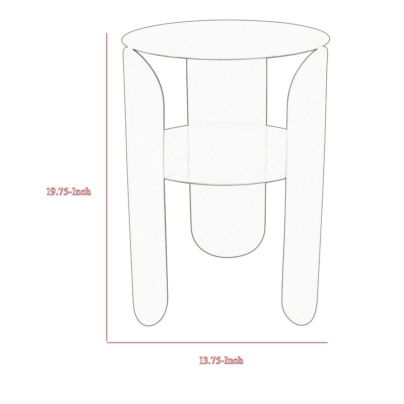Gigi Plant Stand Table, 1 Shelf, Gray Metal Frame, Round 14 Inch Top - Benzara