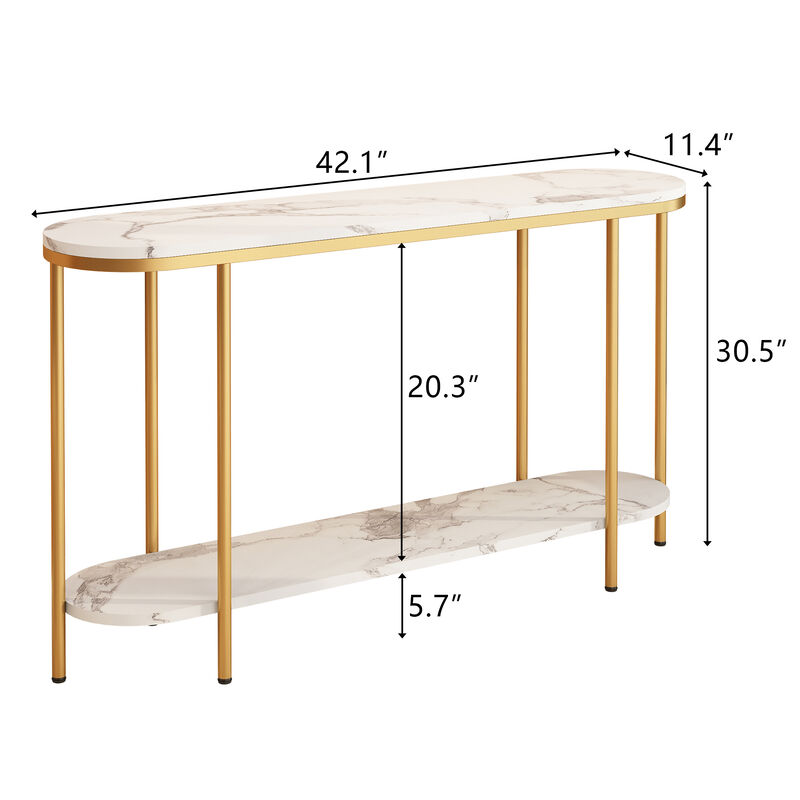 2-Tier Console Table Narrow Entryway Table for Hallway or Living Room Storage and Display
