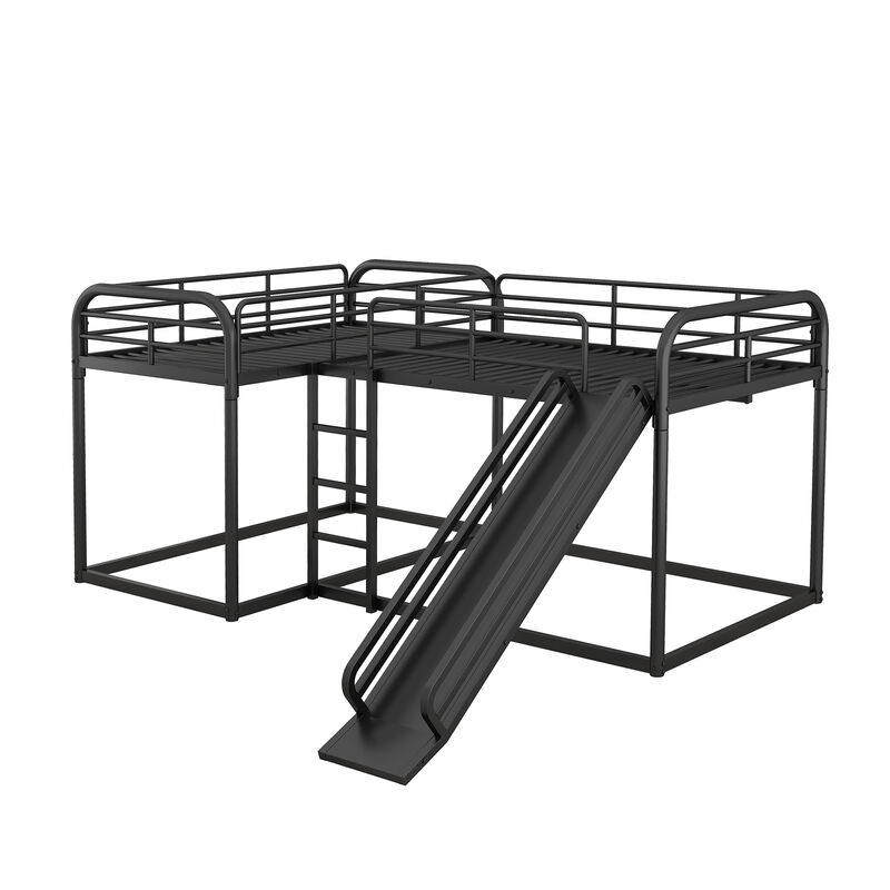 Quad L-Shaped Bunk Bed with Slide