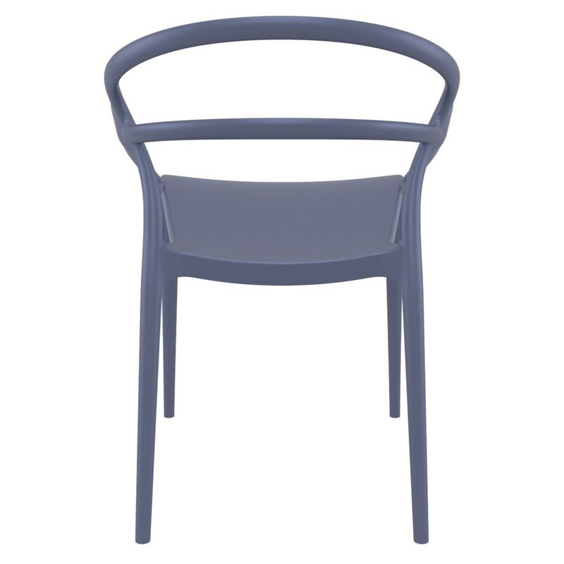 33" Black Outdoor Patio Round Dining Arm Chair