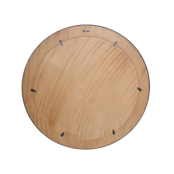 32 Inch Accent Wall Mirror, Round Metal Frame with Agate Inspired Pattern-Benzara