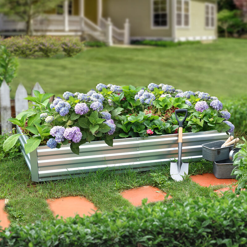 LuxenHome 72in Rectangular Galvanized Steel Raised Garden Bed