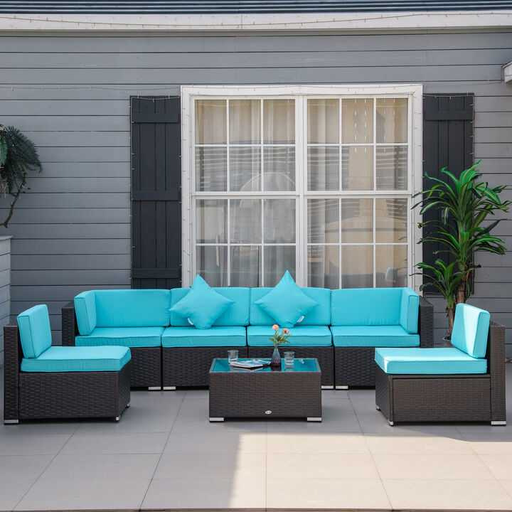 7PC Rattan Wicker Sofa Set Sectional Couch Cushioned Furniture Patio Outdoor