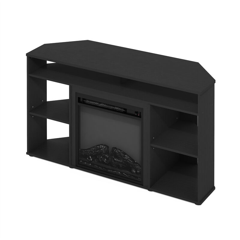 Furinno Furinno Jensen Corner TV Stand with Fireplace for TV up to 55 Inches, Americano