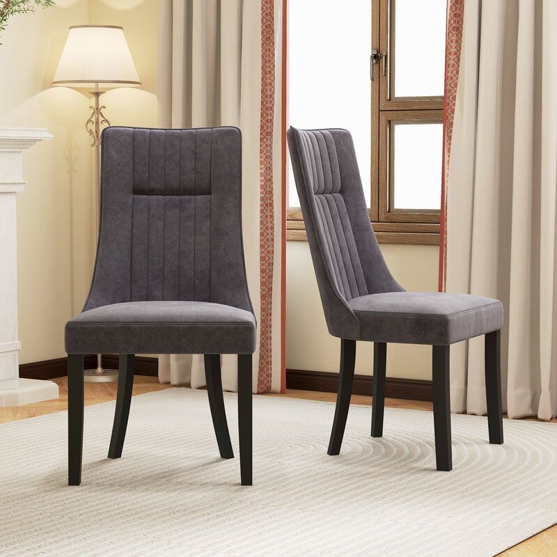 Tufted Dining Chairs Set of 2 Upholstered Kitchen Side Chairs with High Backrest