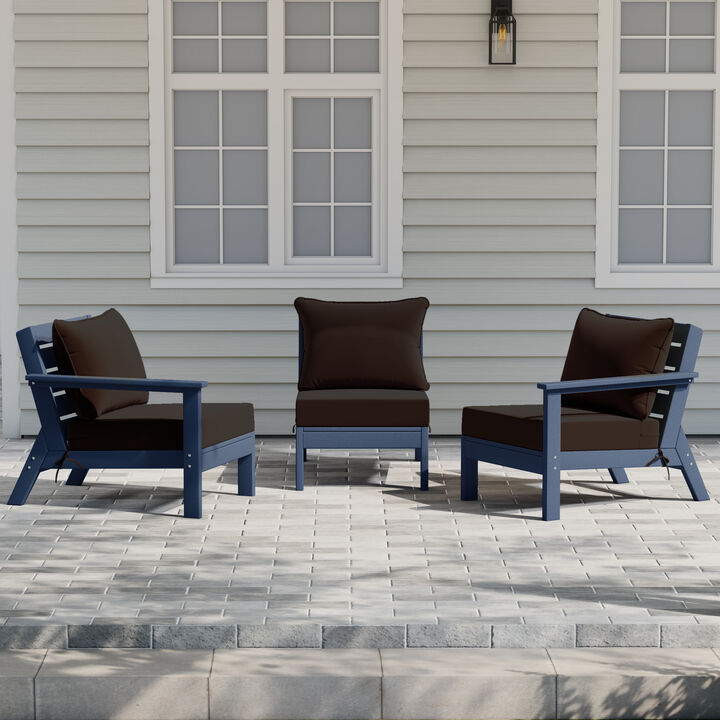 WestinTrends Outdoor Patio HDPE Sectional Sofa with Patio Cushions