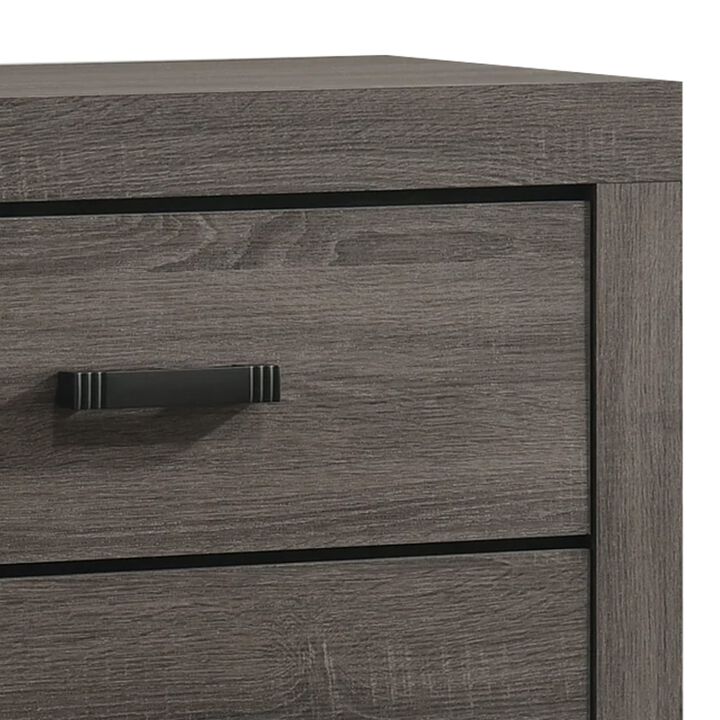 Lola 46 Inch Tall Dresser Chest, 4 Drawers, Metal Bar Handles, Dark Gray