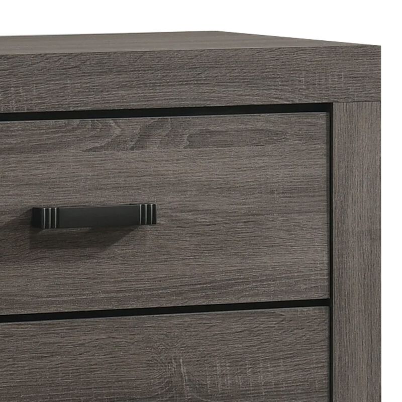 Lola 46 Inch Tall Dresser Chest, 4 Drawers, Metal Bar Handles, Dark Gray