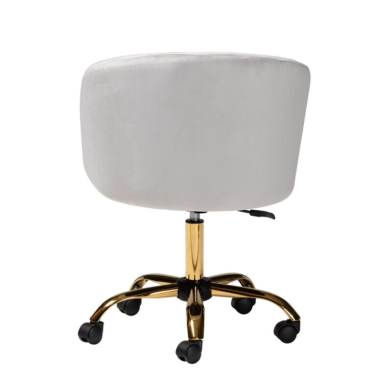 Baxton Studio Ravenna and Luxe Blush Pink Velvet Fabric and Gold Metal Swivel Office Chair