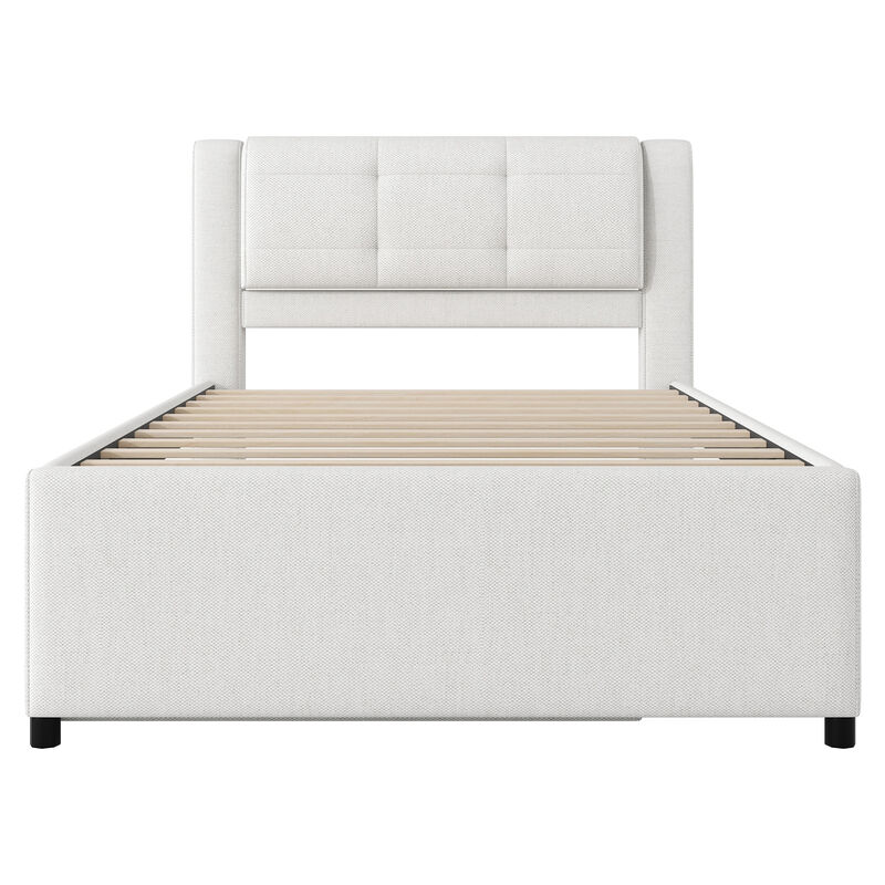 Merax Upholstery Platform Bed with Trundle