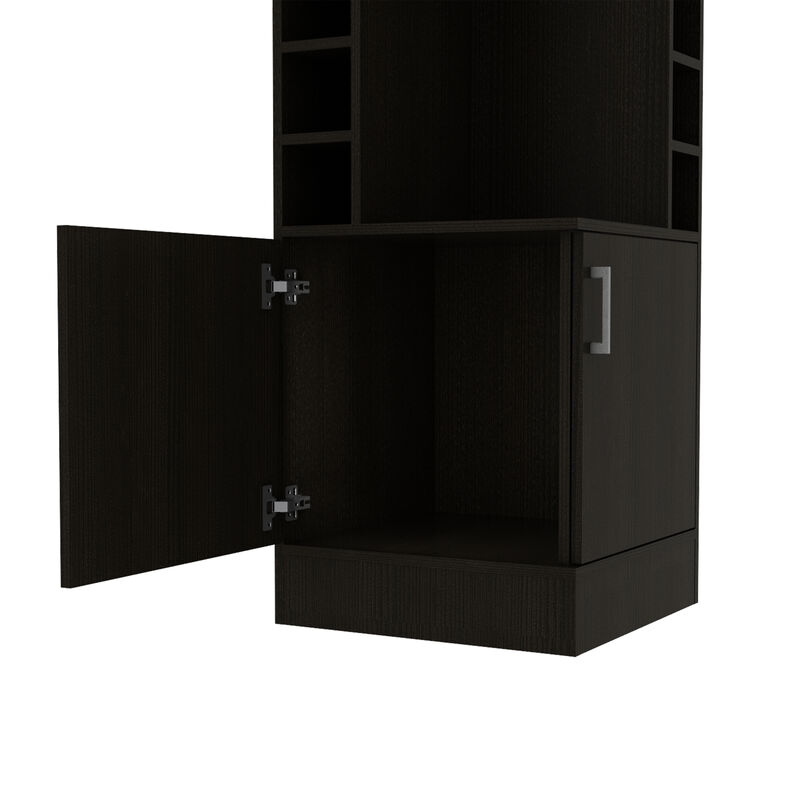 DEPOT E-SHOP Egina Corner Bar Cabinet, Two External Shelves, Black
