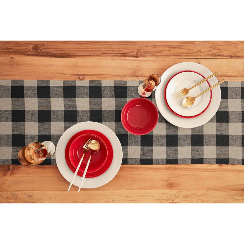 Solino Home 100% Pure Linen Table Runner | Buffalo Check for Thanksgiving, Christmas