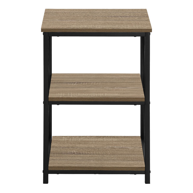 Monarch Specialties I 3597 Accent Table, Side, End, Nightstand, Lamp, Living Room, Bedroom, Metal, Laminate, Brown, Black, Contemporary, Modern