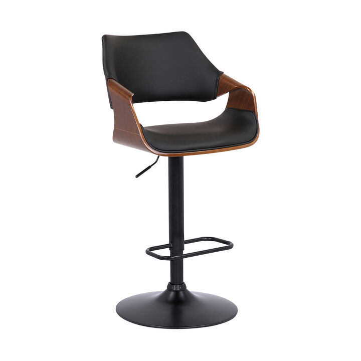 Aspen Adjustable Swivel Faux Leather and Wood Bar Stool