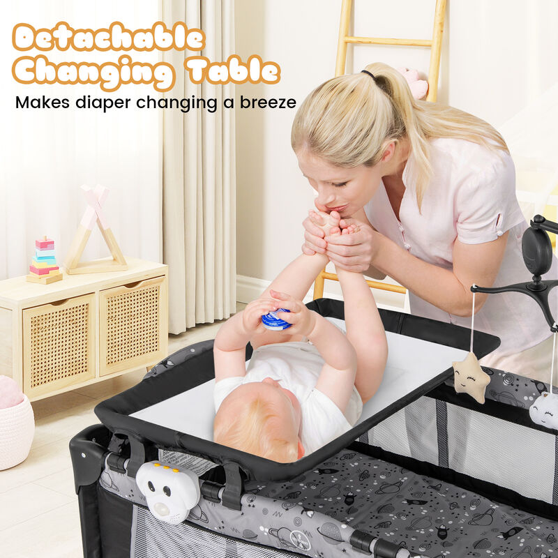 Multi-Functional Baby Playpen with Mattress and Removable Changing Table