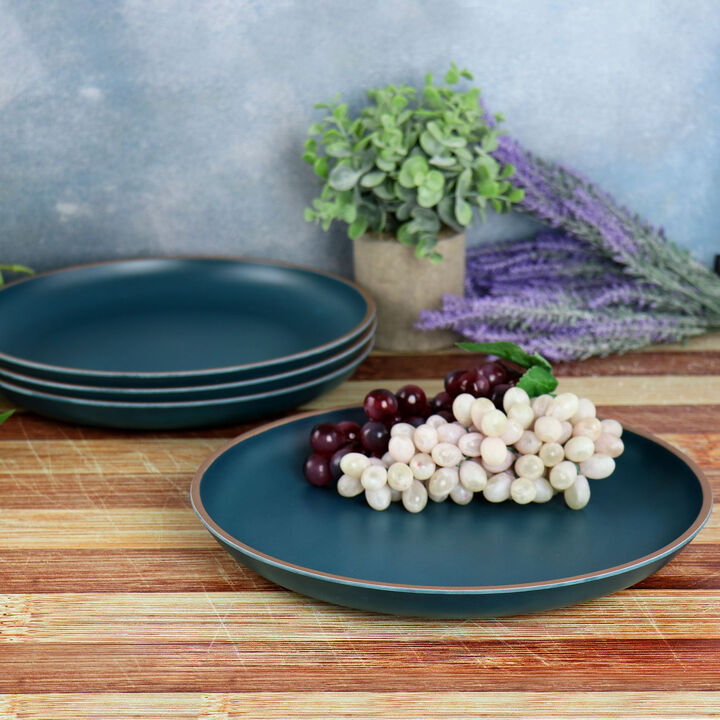 Gibson Home Rockabye 4 Piece Melamine Dinner Plate Set in Dark Teal