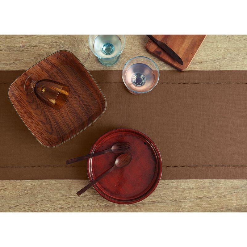 Solino Home 100% Pure Linen Table Runner | Classic Hemstitch for Thanksgiving, Christmas