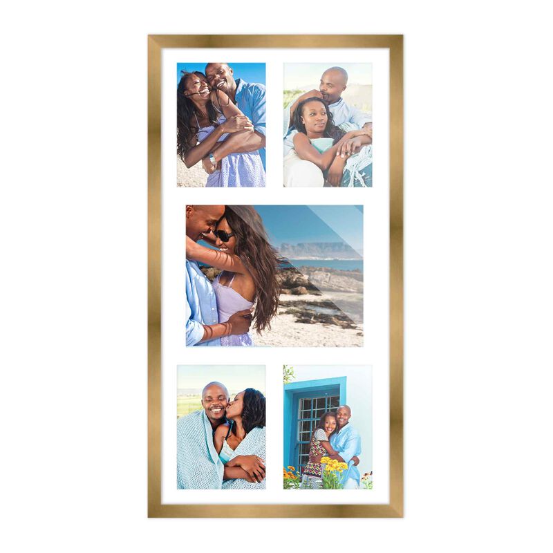 12x24.5 Wood Collage Frame with a White Mat for 8x10 & 5x7 Pictures