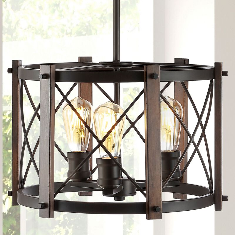 Ferme 3-Light Adjustable Iron Rustic Farmhouse LED Pendant