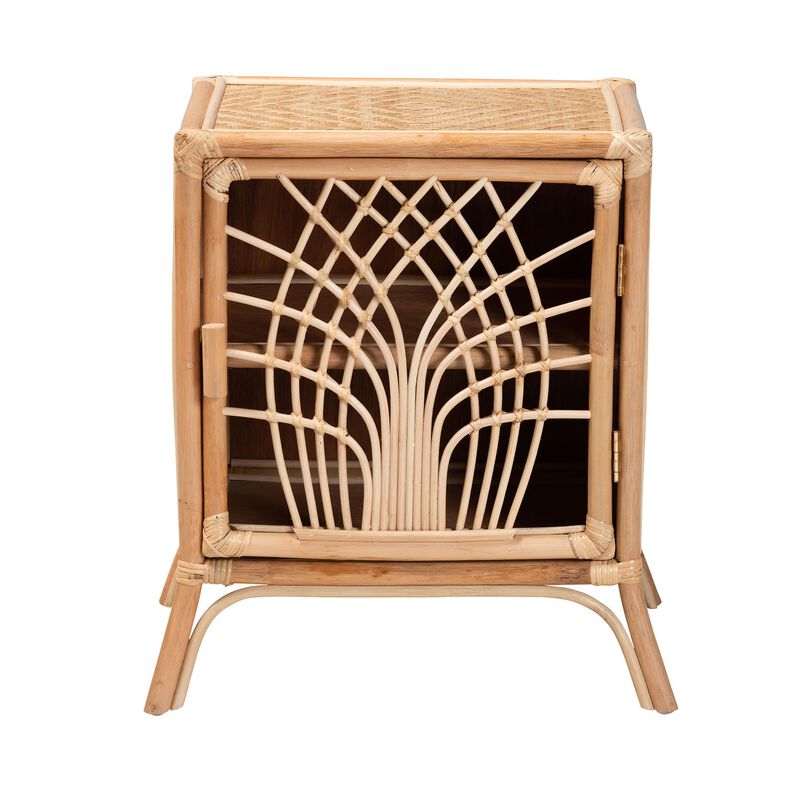 Bali & Pari Danna Modern Bohemian Natural Brown Rattan Nightstand