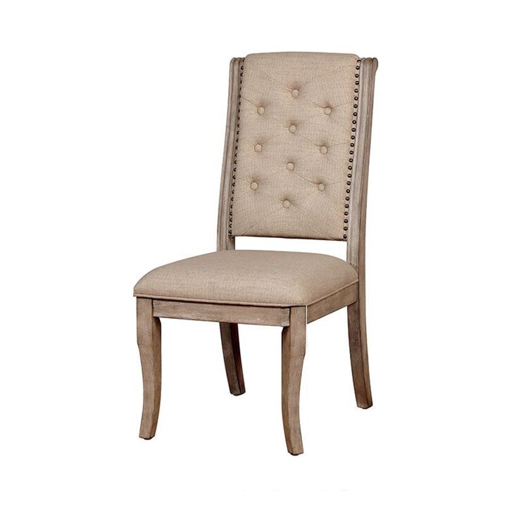 Rustic Natural Fabric Dining Chairs, Set of 2