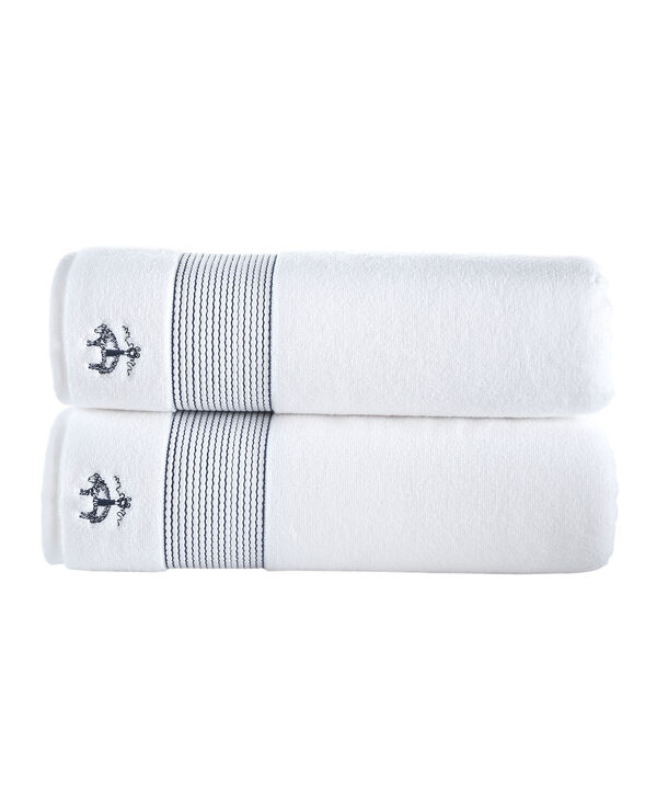 Brooks Brothers Rope Stripe Border 2 pcs Bath Sheets