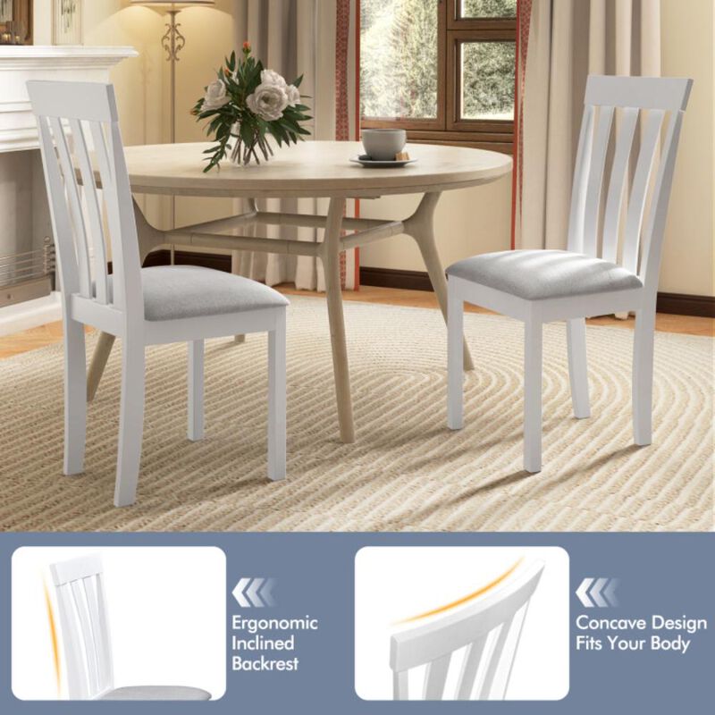 Hivvago Dining Chair Set of 2 Upholstered Wooden Kitchen Chairs with Padded Seat and Rubber Wood Frame