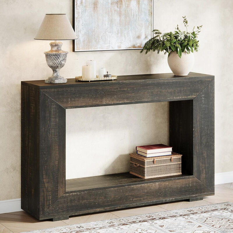 Farmhouse Console Table, 47 Inches Entryway Console Table with Storage, Industrial Hallway Accent Table for Living Room, Entrance, Deck Boxes