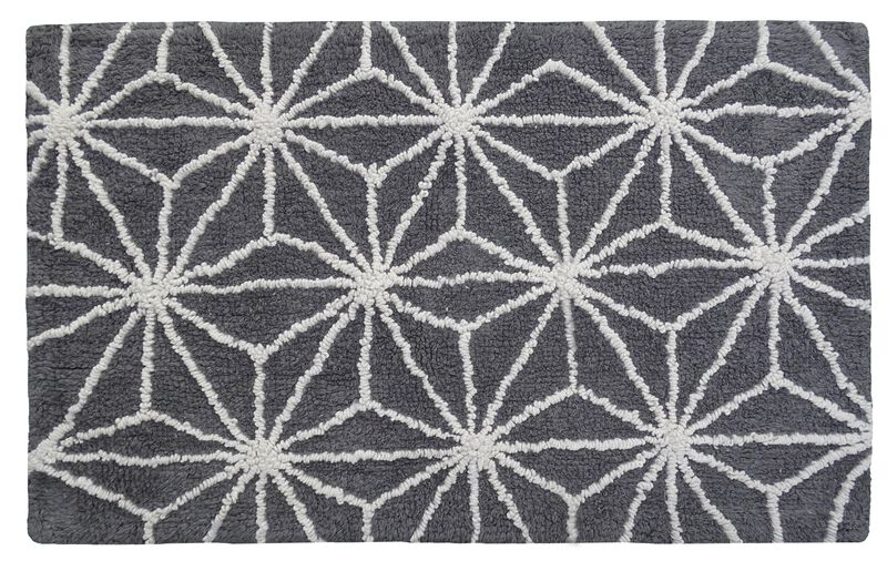 Grey Bathroom Rug with Geometric Pattern 20"x32"