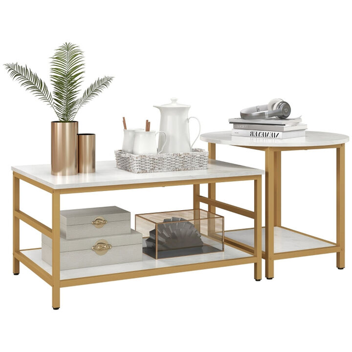 Set of 2 Nesting Coffee Tables for Modern Living Room & Space-Saving Design