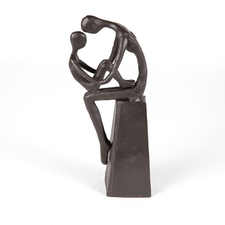 Mother and Child Tender Embrace Cast Iron Sculpture
