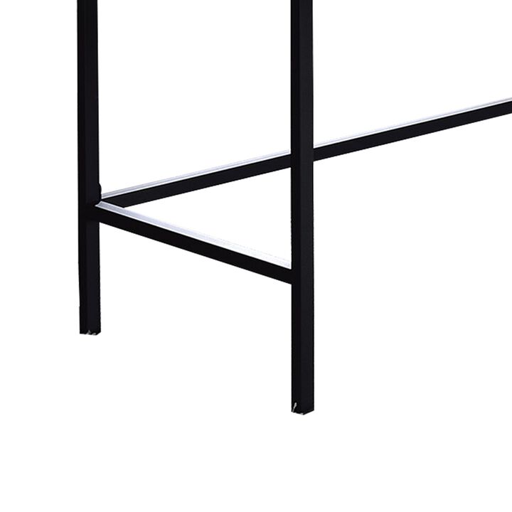 Wooden Desk with 2 Drawers and Metal Frame, Washed White and Black-Benzara