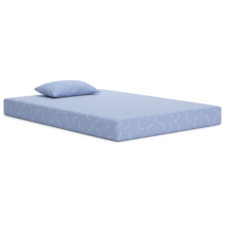 Ruve Full Mattress, Standard Pillow, Memory Foam, Light Blue 7 Inch - Benzara