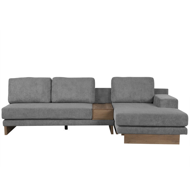 Merax L-shaped Sofa Sectional Sofa with Two USB Ports