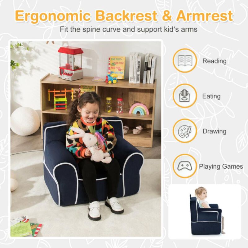 Hivvago Upholstered Kids Sofa with Velvet Fabric and High-Quality Sponge