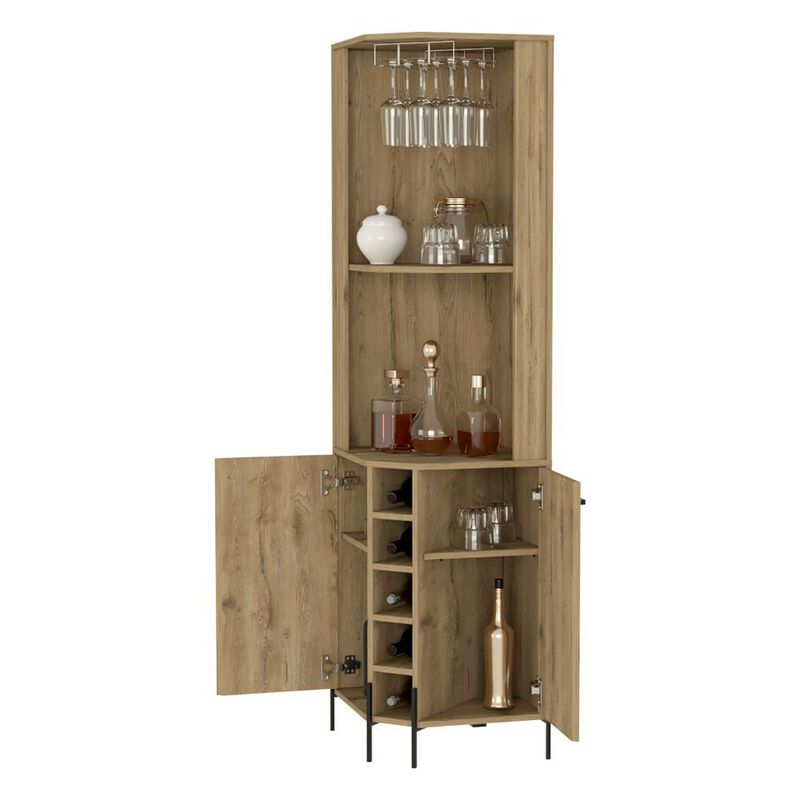 Corner Bar Cabinet Shopron, Living Room, Aged Oak