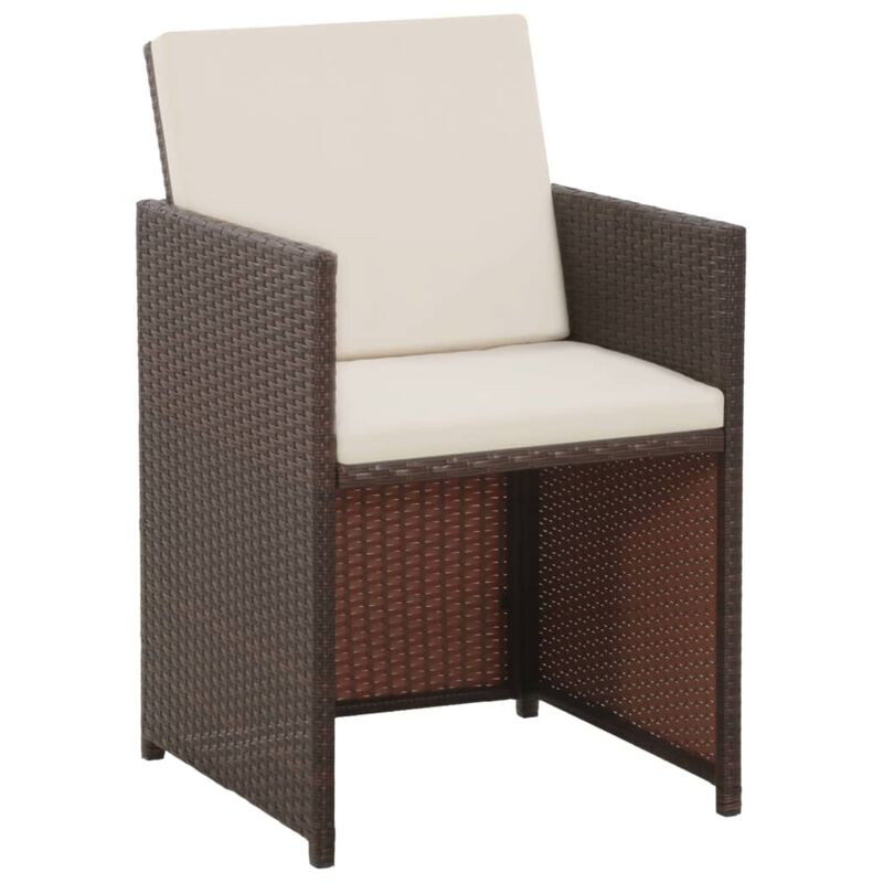 vidaXL 5 Piece Outdoor Dining Set with Cushions Poly Rattan Brown