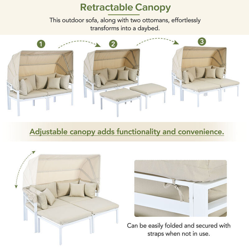 Merax Outdoor Patio Daybed with Retractable Canopy