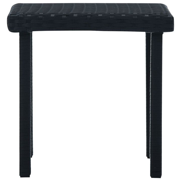Outdoor Side End Tea Table, 16 Inch Steel, Square Black Poly Rattan - Benzara
