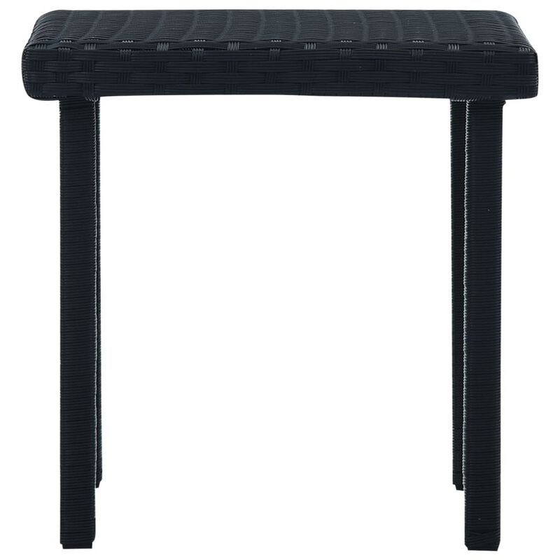 Outdoor Side End Tea Table, 16 Inch Steel, Square Black Poly Rattan - Benzara