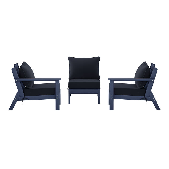 WestinTrends Outdoor Patio HDPE Sectional Sofa with Patio Cushions