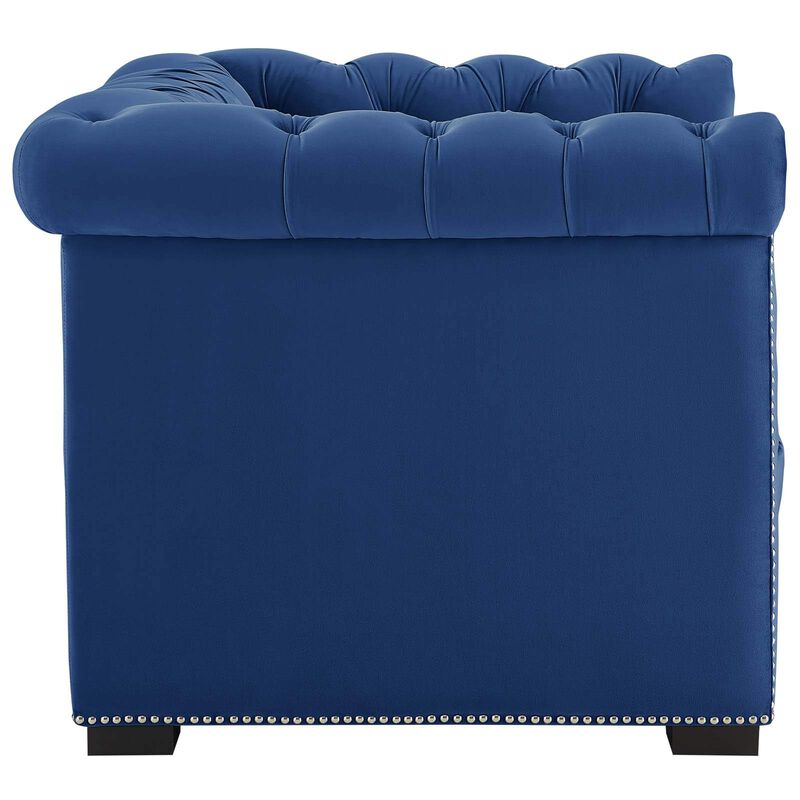 Modway Heritage Tufted Velvet Modern Chesterfield Lounge with Nailhead Trim, Armchair, Midnight Blue