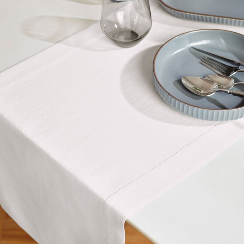 Solino Home 100% Pure Linen Table Runner | Sonoma Hemstitch