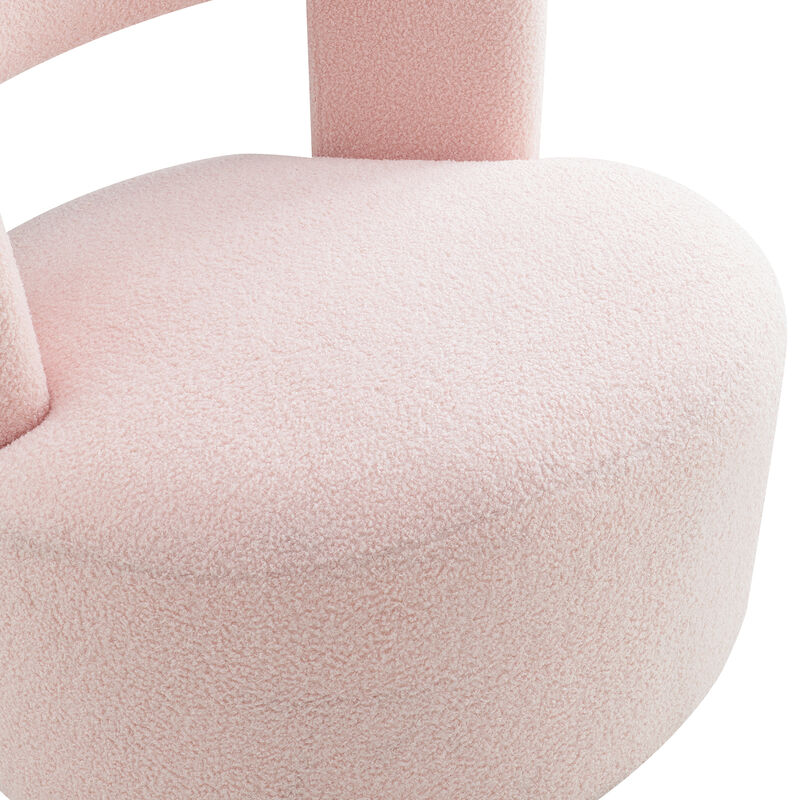 Merax Soft Teddy Fabric Swivel Barrel Chair