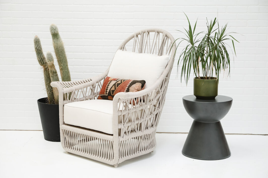 Dana Rope Wing Chair in Linen Canvas w/ Self Welt