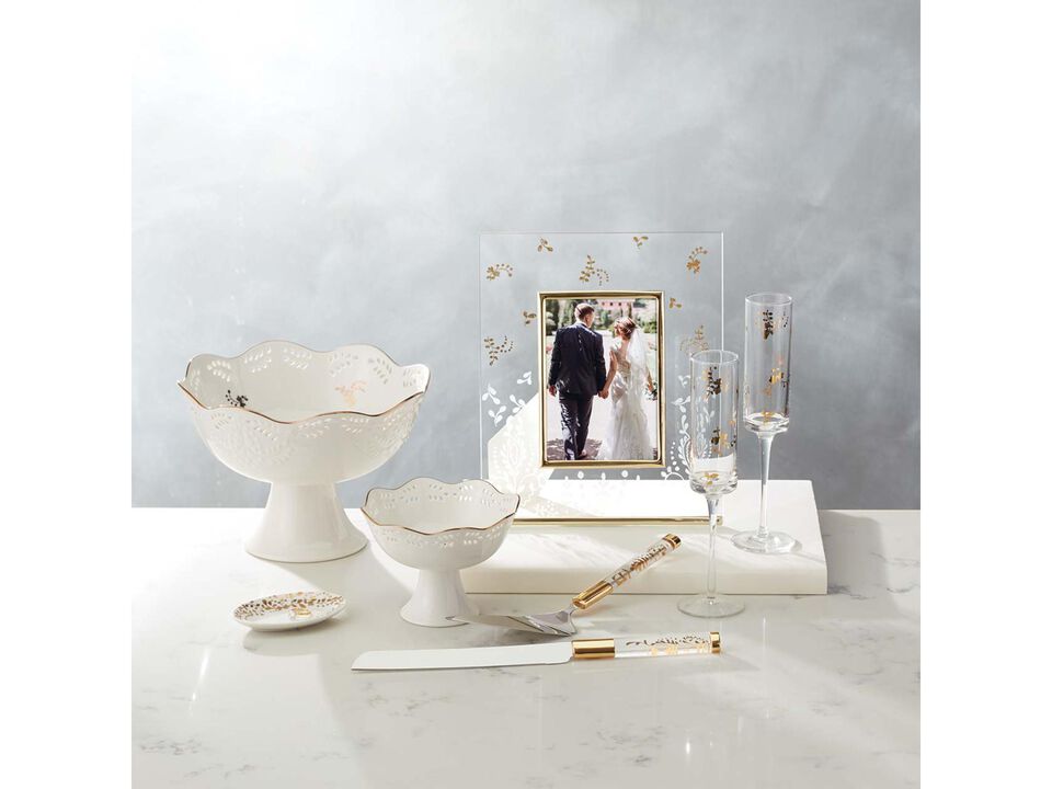 Lenox Opal Innocence Flourish Glass Picture Frame, 2.20 LB, Metallic