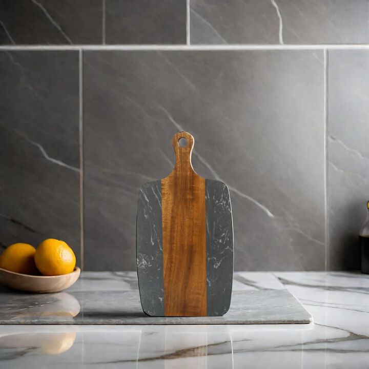 Black Marble and Acacia Wood Center Handled Board