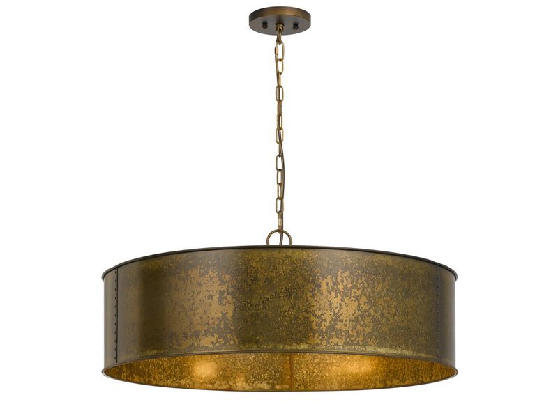 60 X 5 Watt Round Metal Frame Chandelier with 6 Foot Chain, Distressed Gold-Benzara
